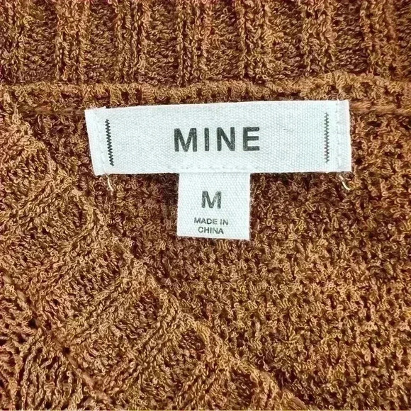 MINE Cable Knit Ruffle Sleeve Brown Sleeveless Sweater Size Medium - Picture 11 of 13